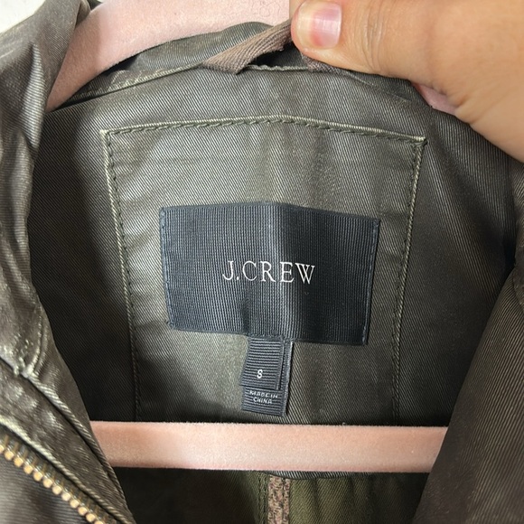J. Crew Dark Olive Waxed Cotton Field Jacket Snap Button Zipper Down size Small - Picture 5 of 12